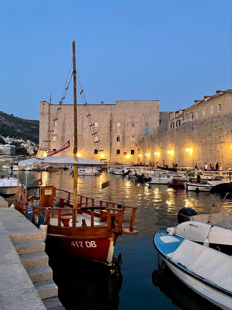 Nightwalk Aesthetic, Dubrovnik Aesthetic, Dubrovnik Croatia Aesthetic, Croatia Bucket List, Croatian Summer, Cavtat Croatia, Croatia Aesthetic, September Travel, Croatia Summer