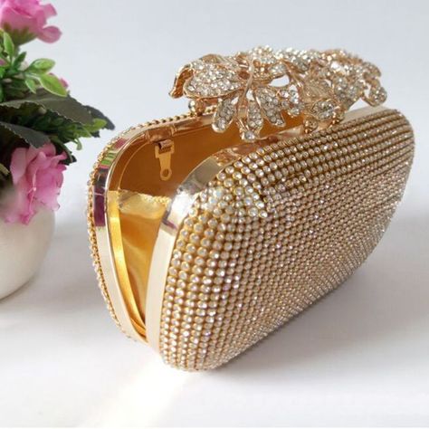 Bridal party wear hand bag Fancy Clutch Purse, Bridal Clutch Purse, Fancy Clutch, Prom Bag, Gold Gallery, Evening Clutches, Prom 2020, Luxury Clutch, Bridal Bag