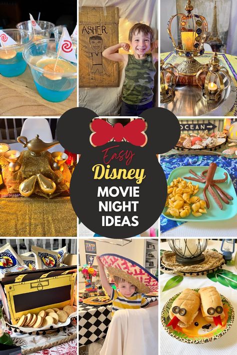 Dinner And Movie Night Ideas, Dinner And Movie Theme Night, Movie Theme Night, Theme Night Ideas, Disney Dinner And Movie Night, Disney Movie Themed Dinner, Themed Dinners Ideas, Family Movie Night Themes, Disney Movie Night Menu