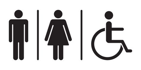 Download the Male, female and handicap toilet sign icon, restroom sign icon isolated. 21085124 royalty-free Vector from Vecteezy for your project and explore over a million other vectors, icons and clipart graphics! Wc Icon, Toilet Symbol, Toilet Icon, Restroom Sign, Toilet Sign, Architecture Photo, Concept Architecture, Silhouette Cricut, Cricut Svg