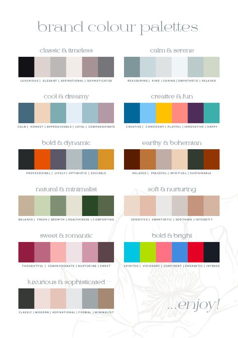 Color Palette For Marketing, Colour Combinations For Website, Colour Palette For Graphic Design, Colour Palette For Social Media, Color Combinations Pallets, Business Card Colour Palette, Colour Palette Brand Guidelines, Colour Palette For Clothing Brand, Company Colour Palette