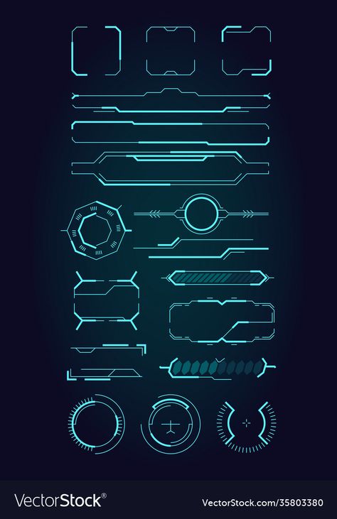 Digital Frame Design, Sci Fi Screen Panel, Sci Fi Symbols, Futuristic Infographic Design, Ui Elements Design, Space Element Of Design, Scifi Icons, Scifi Interface, Futuristic Web Design