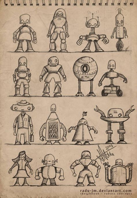 Robot Drawings, Grungy Paper Texture, Robot Drawing, Doodle Monster, Robot Sketch, Vintage Robots, Robot Illustration, Pen On Paper, Arte Robot