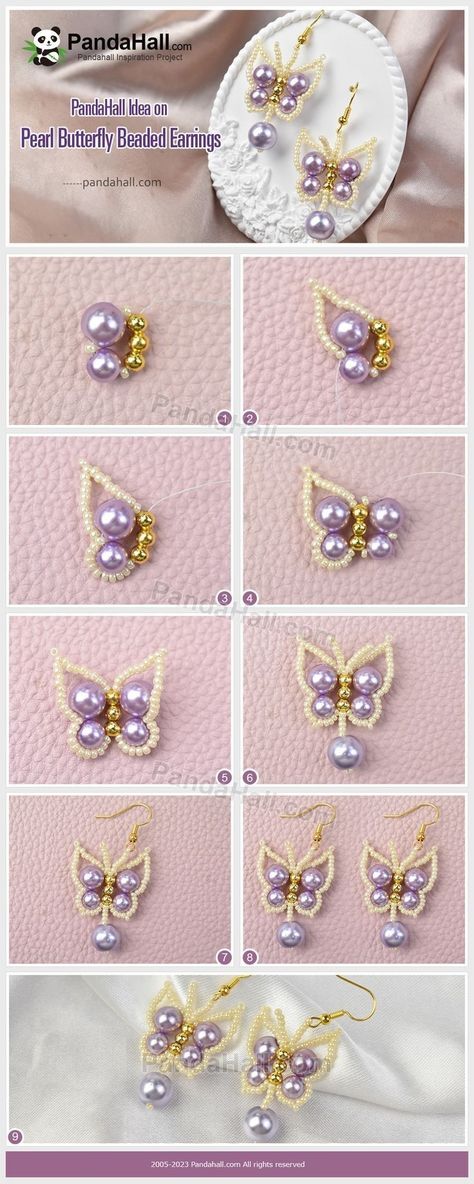 قلادات متدلية, Anting Manik, Beaded Butterfly, Beaded Earrings Diy, Diy Jewelry Unique, Diy Bracelet Designs, Easy Diy Jewelry, Beaded Jewelry Tutorials, Beads Bracelet Design