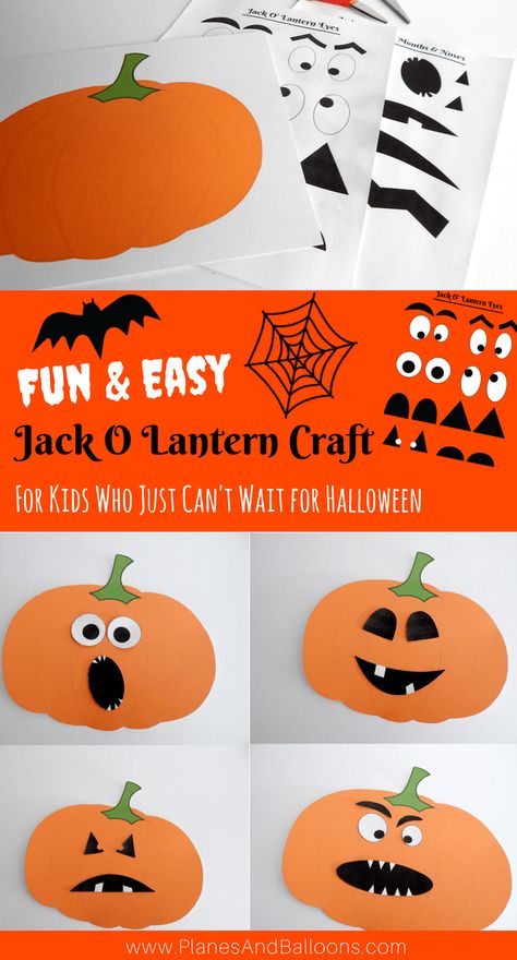 Easy Halloween crafts for preschool kids to make. Fun pumpkin craft - Jack O Lantern activity. #prek #preschool #halloween Make A Jack O Lantern Printable, Halloween Pumpkin Paper Crafts, Jackolantern Preschool Crafts, Paper Jackolantern Craft, Paper Jack O Lantern Craft, Jackolantern Crafts For Kids, Halloween Craft Printables Free, Paper Pumpkin Craft For Kids, Pumpkin Paper Crafts For Kids