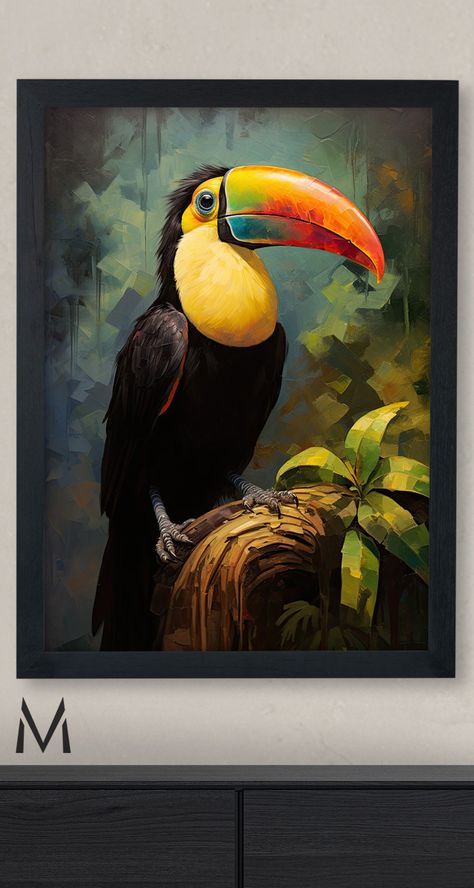 Toucan Bird Painting, Bird Acrylic Painting Ideas, Wildlife Paintings Acrylics, Acrylic Art Paintings Galleries, Canvas Art Painting Acrylic Inspiration, Drawing In Canvas, Bird Canvas Paintings, Best Canvas Paintings, Hornbill Painting