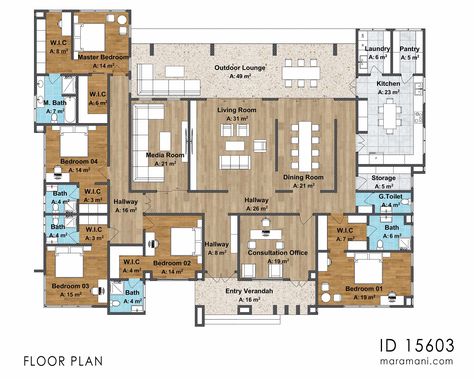 5-Bedroom House Plan with open floor plan, master suite, and great room. #houseplan #homedesign . #Modern_Contemporary_House_Design #Multigenerational_House_Plans #Pool_Drawing #6_Bedroom_House_Plans One Floor 5 Bedroom House Plan, Interior House Layout, Pool Drawing, 6 Bedroom House Plans, Bar And Lounge, Home Pool, Outdoor Sitting, 5 Bedroom House Plans, Hosting Friends