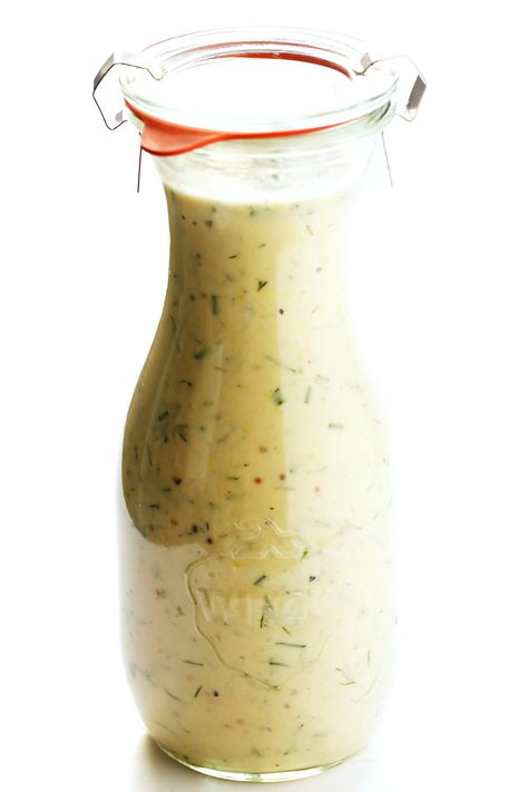 LOVE this Tahini Ranch Dressing recipe! It's easy to make, naturally #vegan and #gluten-free, and it tastes so fresh and delicious. Use it for salads, as a veggie dip, or whatever sound good! | gimmesomeoven.com #ranch #dressing #salad #healthy #tahini #vegetarian #mealprep Tahini Ranch, Vegetarian Mealprep, Gina Livy, Tahini Salad, Tahini Salad Dressing, Dry Buttermilk, Stomach Rumbling, Avocado Chicken Salad Recipe, Ranch Dressing Recipe Homemade