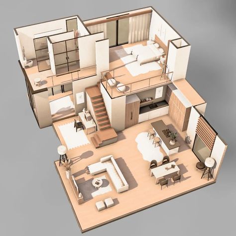 Sims 4 Loft Layout, Loft Sims 4 House Plans, Sims Loft House, Cute Sims House, The Sims 3 House Ideas, Sims 4 Loft House Layout, Sims Houses Ideas, Minimalist Sims 4 Cc, Tiny Two Story House