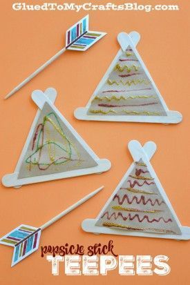 Popsicle Stick Teepees - Kid Craft for Thanksgiving, Native American or tents for a camping unit. Western Themed Crafts, Teepee Craft, Preschool November, Ugly Things, Thanksgiving Crafts Preschool, November Crafts, Thanksgiving Preschool, 13 November, Wilde Westen