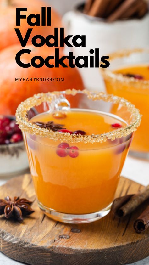 Vodka And Tequila Mixed Drinks, Fancy Vodka Drinks, Autumn Cocktails Easy, Fall Cocktails Recipes Easy, Cocktails With Oranges, Tito’s Fall Drinks, Coctails Recipes Easy Fall Vodka, October Cocktail Recipes, Vodka Big Batch Cocktails