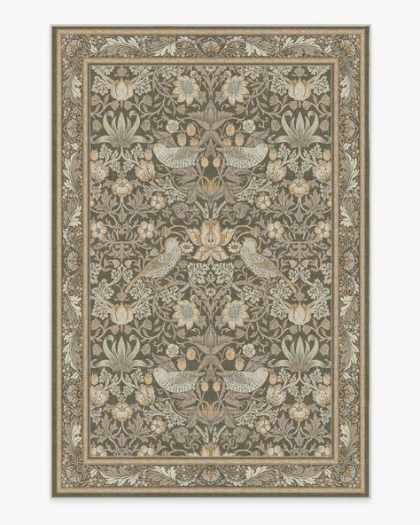 Morris & Co. Strawberry Thief Stone Gold Rug | Ruggable Morris And Co Ruggable, William Morris Ruggable, Ruggable Morris And Co, Kelmscott Manor, Indigo Rug, Block Printed Textiles, Ruggable Rug, Warm Taupe, Strawberry Thief