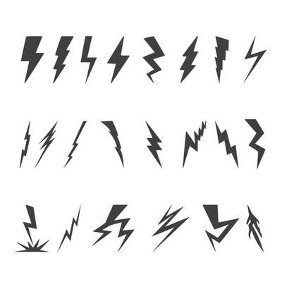 Lightning, electrostatic discharge during thunder bolt, different black line. Collection of natural phenomena of lightning or thunder. Vector illustration 3735193 Vector Art at Vecteezy Lightning Stencil, Lightning Bolt Drawing, Vector Lightning, Lightning Illustration, Illustrator Shapes, Minimalist Lighting Design, Thunder Bolt, Hidden Lighting, Lightning Flash