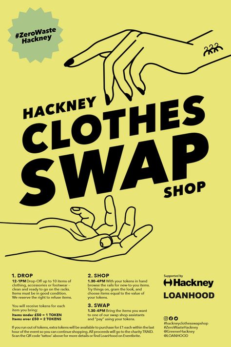 Thrift Shop Flyer Design, Clothes Swap Poster, Thrifting Poster, Thrift Poster, Store Flyers, Swap Shop, Clothes Swap, Clothing Swap, Poster Series