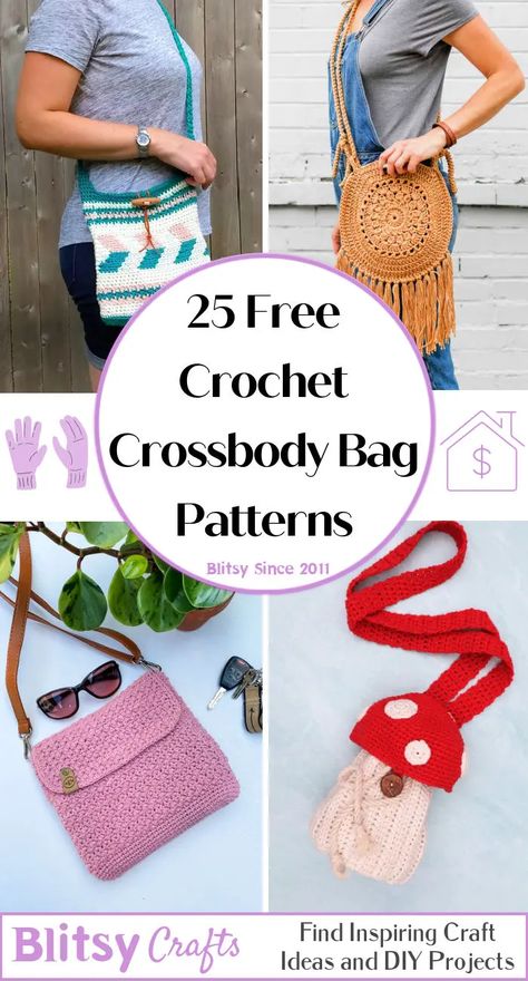 25 Free Crochet Crossbody Bag Patterns Crochet Messenger Bag Free Pattern, Cross Body Bag Pattern Free, Crossbody Purse Patterns, Purse Patterns Free, Bag Drawing, Cross Body Bag Pattern, Crochet Crossbody Bag, Crochet Mermaid Tail, Crochet Boho Bag