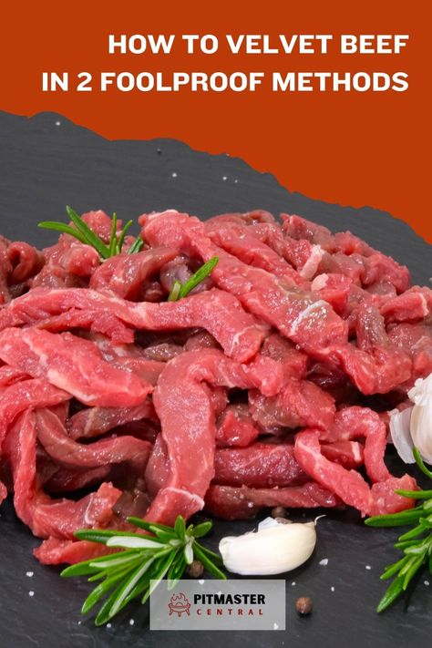 Learn how to achieve perfectly velvety beef every time with these two foolproof methods. Say goodbye to chewy, tough meat with these easy techniques that will elevate your stir-fries and Asian-inspired dishes. Perfect for adding a gourmet touch to your home cooking. How To Velvet Meat, Velveting Meat Chinese, How To Velvet Beef For Stir Fry, How To Make Beef Tender, Velveting Beef With Baking Soda, Tiger Meat Recipe Beef, Velvet Beef How To, Tenderizing Beef With Baking Soda, Velveted Beef