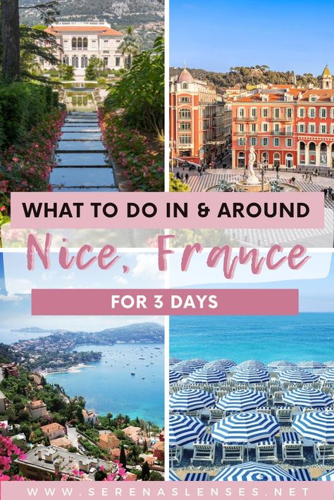 Pinterest: What to do in and around Nice France for 3 days South Of France 3 Day Itinerary, Travel Nice France, What To See In Nice France, 4 Days In Nice France, Nice To Monaco Day Trip, 3 Days In Nice France, Visiting Nice France, Paris And Nice Itinerary, Day Trips From Nice France