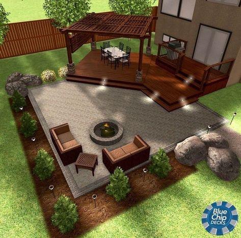 Oregon Backyard, Backyard Entertaining Space, Fire Pit Pergola, Design Per Patio, Side Patio, Deck Dining, Patio Pergola, Deck Designs, Garden Design Layout