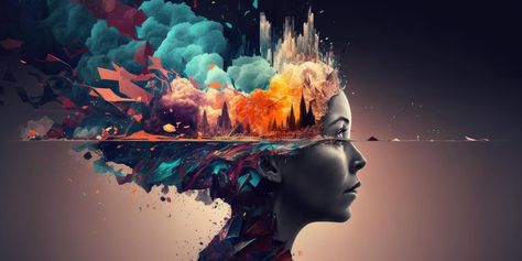 Creative mind imagination concept art, exploding emotions out of head, inner thought and dreams royalty free stock photos Head Exploding Art, Consciousness Art, Merch Ideas, Creative Mind, Urban Life, Art Project, Floral Designs, Image Illustration, Consciousness