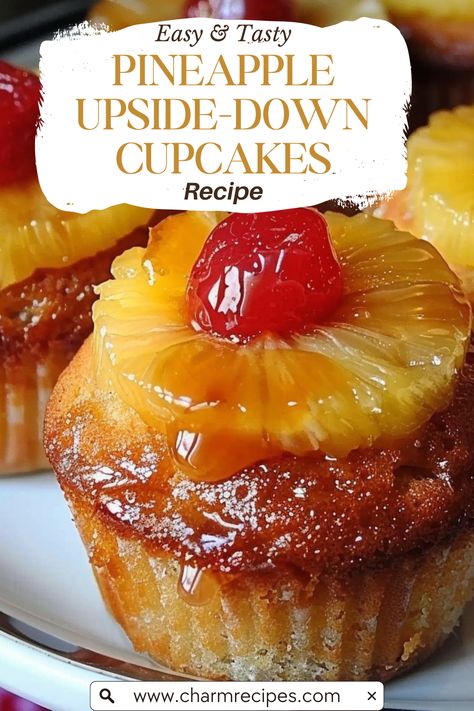 How to Make Pineapple Upside-Down Cupcakes from Scratch Easy Desserts For The Lake, Pineapple Upside Down Cake For One, Pineapple Upside Down Muffins Cupcakes, Recipe For Pineapple Upside Down Cake, Pineapple Upside Down Cake Recipe Mini, Pineapple Upside Down Bars, Pineapple Upside Down Cupcakes Easy, Pineapple Upside Down Cupcakes Homemade, Pineapple Cupcakes Recipes