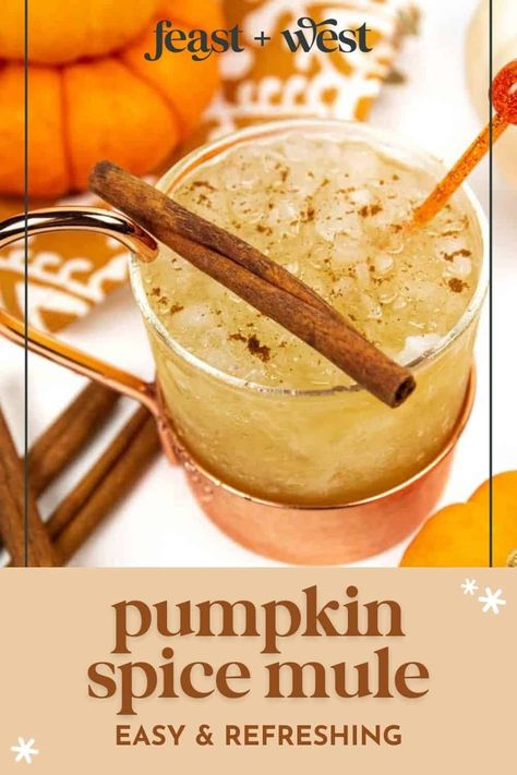 Moscow mules can be enjoyed year-round, but the ginger flavor makes them ideal for fall. https://feastandwest.com/pumpkin-spice-mule/ Homemade Pumpkin Spice Syrup, Pumpkin Spice Cocktail, Frozen Drinks Alcohol, Pumpkin Spices, Moscow Mules, Pumpkin Sauce, Pumpkin Spice Syrup, Whiskey Cocktails, Homemade Pumpkin