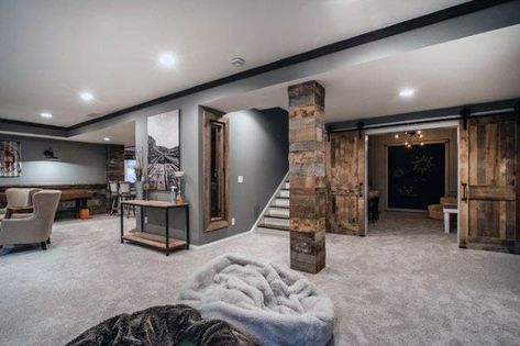 Top 70 Best Finished Basement Ideas - Renovated Downstairs Designs Small Basement Remodel, Rustic Basement, Modern Basement, Basement Living Rooms, Diy Basement, Basement House, Small Basements, Basement Makeover, Home Gym Design