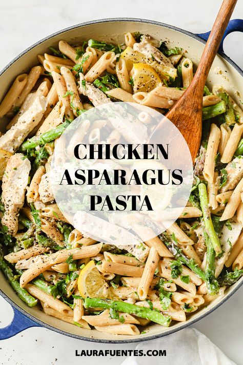 Lemon Chicken Orzo Pasta With Spinach And Asparagus, Rotisserie Chicken Asparagus Recipe, Chicken Sparragus Recipe, Chicken Thigh Asparagus Recipe, Chicken Strip Pasta Recipes, Dinner Everyone Will Love, Chicken Asparagus Pasta Recipes, Lemon Asparagus Chicken Pasta, Rotisserie Chicken And Asparagus Recipes