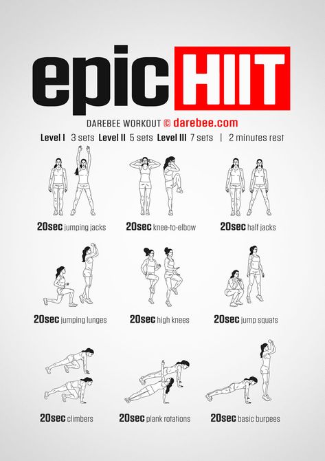 Epic HIIT Workout 30 Min Hiit Workout, Agility Workouts, Summer Body Workout Plan, Hiit Workouts For Beginners, Hiit Workout At Home, Full Body Hiit Workout, Hiit Training, Hiit Cardio, Body Workout Plan