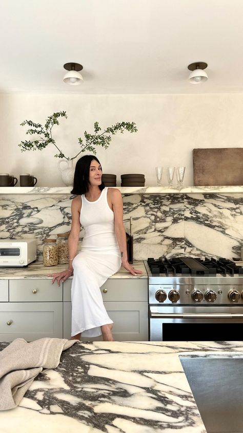 Marble Counters Kitchen, Cb2 Kitchen, Concrete And Marble Kitchen, Kitchen With Marble Shelf, Marble Shelf In Kitchen, Marble Island Kitchen, Marble Shelves, Floating Marble Shelf Kitchen, Curved Marble Kitchen Island