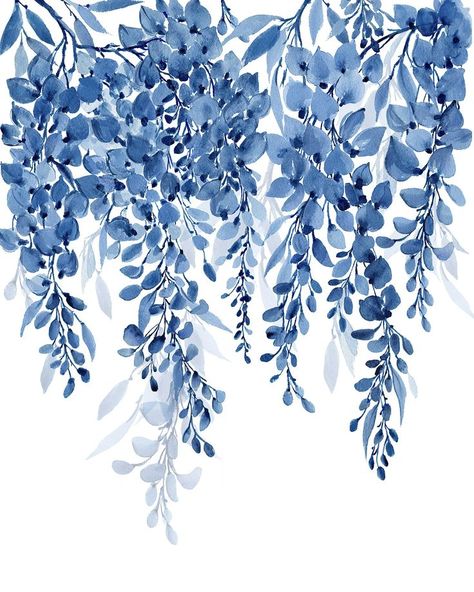 Wisteria Blue, Blue Wisteria, Blue Flower Art, Wisteria Flowers, Digital Art Software, Blue Artwork, Watercolor Flower Art, Flowers Blue, Color Pencil Art