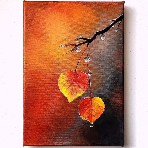 Dewy Autumn Leaves Acrylic Painting | Dewy Autumn Leaves Acrylic Painting Color used : Orange, Vermilion, Black, White, Lemon yellow #art #artist #artwork #acrylic #painting #eldrawingarts... | By El Drawing Arts | Facebook Acrylic Painting Simple Abstract Art, Draw Autumn Ideas, Autumn Leaves Painting Acrylic, Oil Painting On Small Canvas, Autumn Acrylic Painting Ideas, Autumn Abstract Painting, Autumn Canvas Painting, Trees Painting Acrylic, Autumn Painting Acrylic