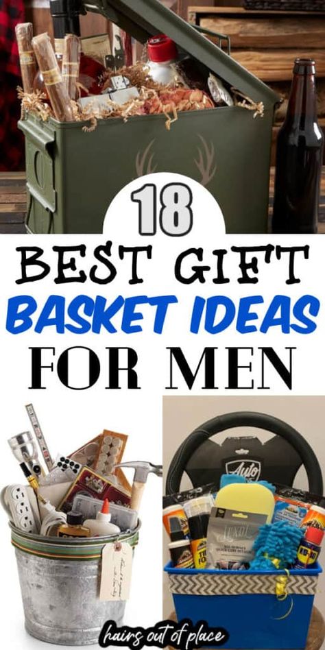 Gift Basket For Husband, Diy Gift Baskets For Men, Best Gift Basket Ideas, Gift Basket Ideas For Men, Bingo Ideas, Diy Gifts For Christmas, Diy Gift Basket, Creative Gift Baskets, Auction Basket