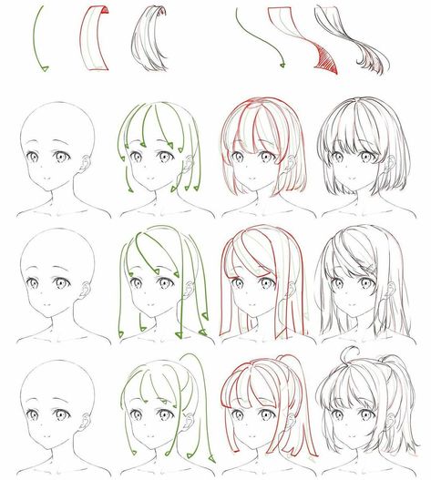 Reference sheet of how to draw anime flowing hair . Credit t Girl Hair Drawing, How To Draw Anime, Pelo Anime, Drawing Hair Tutorial, Manga Hair, Draw Manga, Anime Tutorial, Drawing Hair, Hair Sketch