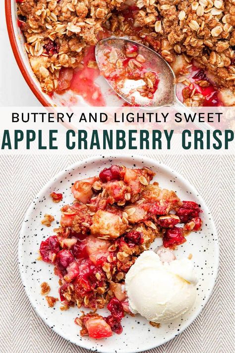 Winter Crisp Recipe, Apple Cranberry Cobbler, Cranberry Apple Butter, Apple Cranberry Crisp Recipe, Apple Cranberry Crumble, Cranberry Apple Crisp, Oatmeal Crumble Topping, Cranberry Crumble, Berry Crisp Recipe