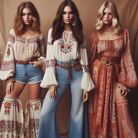 Groove into Retro Charm: 31 Bodacious 70s Fashion Women Outfit Ideas » Styling Outfits Groovy Style Fashion, 1970s Woman Fashion, 70s Cowgirl Outfit, 70s Halloween Aesthetic, 70s Cowgirl Aesthetic, Summer Hippie Outfits 70s, 70s Country Fashion, Hippie Style 70s Flower Power, 70s Festival Outfit