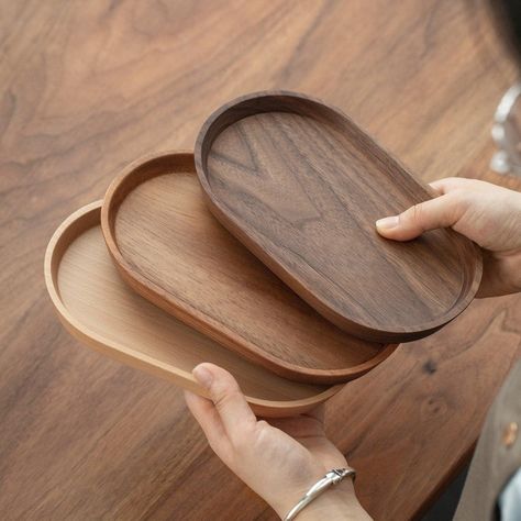 Wooden Platters, Wooden Trays, Coffee Tray, Wooden Serving Trays, Oval Tray, Serving Tray Wood, Snack Tray, Style Japonais, Snack Plate