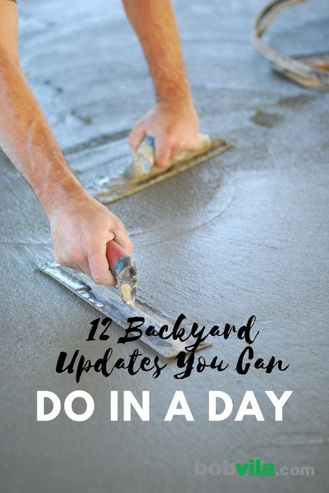 12 backyard updates you can do in a day Easy Backyard Updates, Unattached Patio Ideas, Easy Backyard Upgrades, Backyard Redo On A Budget, Simple Backyard Landscape, Diy Patio Ideas On A Budget How To Build, Patio Diy On A Budget, Backyard Remodel On A Budget, Family Friendly Backyard