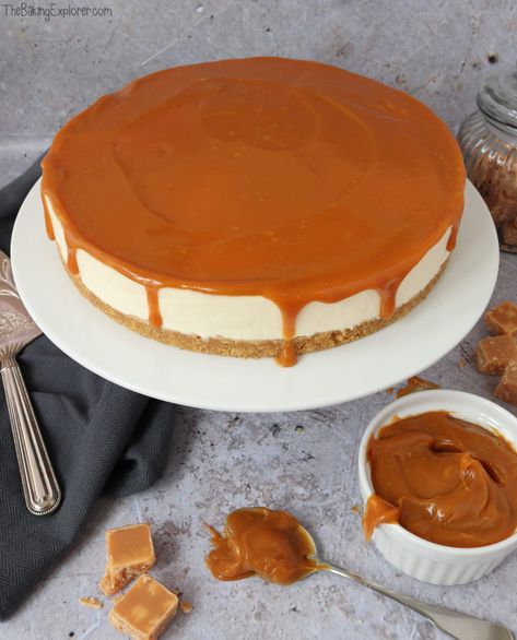 Salted Caramel Cheesecake Butter Caramel Cheesecake, Fridge Cheesecake Recipes, Cheesecake Recipes Caramel, Salt Caramel Cake, No Bake Salted Caramel Cheesecake, Cheesecake Salted Caramel, Carmel Cheesecake, No Bake Caramel Cheesecake, Caramel Cheesecake Recipes