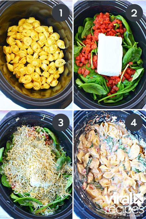 TikTok Crockpot Tortellini with Cream Cheese | Viral Recipes Tortellini In Crockpot Slow Cooking, Easy Crockpot Meals Tortellini, Fall Supper Ideas Crock Pots, Essen, Crockpot Tortellini Cream Cheese, Crockpot Recipes With Tortellini, Crockpot Cream Cheese Tortellini, Crock Pot Soup Tortellini, Tortellini Bake Crockpot