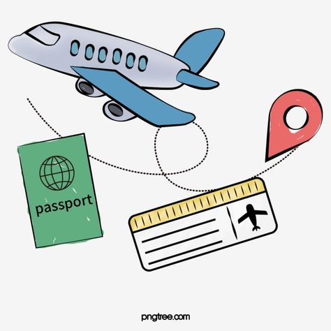 Travel Cartoon Art, Cute Travel Drawings, Travelling Clipart, Travel Graphics, Travel Cartoon, Travel Png, Dream Background, Travel Vector, Travel Ticket