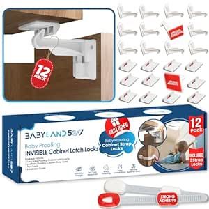 Invisible Drawer Safety Child Proof Cabinet Latches - 12Pack Drawer Locks Baby Proofing Cupboard Child Safety Latch with 2Pack Toddler Proofing Strap Locks - Easy to Install Baby Proof Cabinet Latches Baby Proof Cabinets, Cabinet Latches, Toddler Proofing, Baby Proof, Cabinet Latch, Baby Proofing, Baby Registry, Child Safety, Strong Adhesive