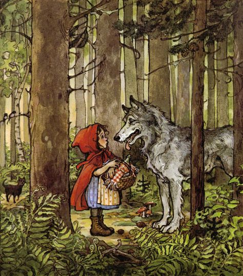 Trina Schart Hyman - Little Red Riding Hood - 1983 Trina Schart Hyman, Red Riding Hood Wolf, Red Riding Hood Art, Red Ridding Hood, Wolf Illustration, 동화 �삽화, Etiquette Vintage, Fairytale Illustration, Big Bad Wolf