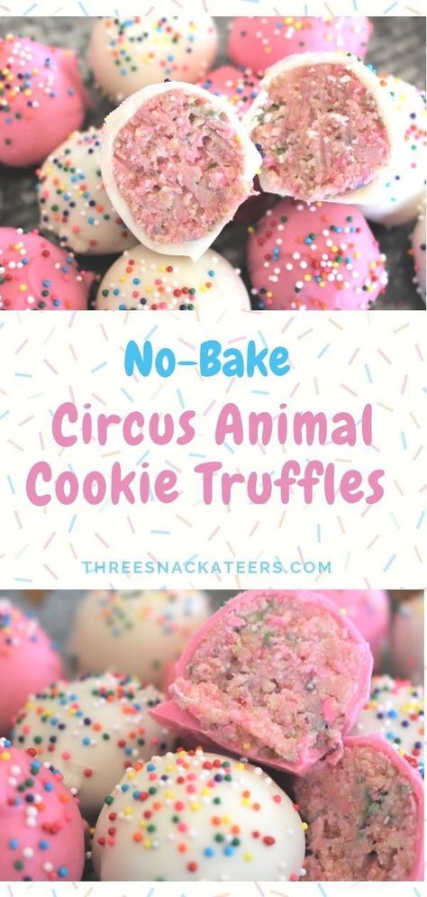 Animal Cookie Truffles, Truffle Recipe Easy, No Bake Truffles, Animal Circus, Cookie Truffles, Truffle Cookies, Easy Truffles, Circus Animal Cookie, Animal Cookie