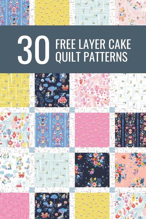 Layer Cake Quilts Pattern Free Easy, Layer Cake Patchwork Quilt, Layered Cake Quilt Patterns Free, Beginner Layer Cake Quilt Patterns, Layer Cake Quilts Easy, Layer Cake Projects, Quilt In A Weekend Patterns, Simple Quilt Patterns Free Fat Quarters, Beginner Scrap Quilt