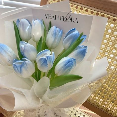 Blue tulips, flower for bedroom, fake flowers, wedding bouquet Blue Flowers Bouquet, Boquette Flowers, Tulip Bouquet, Blue Tulips, Home Wedding Decorations, Nothing But Flowers, Flower Therapy, White Tulips, Beautiful Bouquet Of Flowers