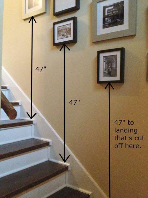 How to hang pictures in stairwell Frames On The Stairs, Frames Up Stairs, Photo Frames Staircase, Bottom Of Staircase Decor, Entry Stairs Decor, Picture Frames Staircase Wall, Stair Case Wall Art, Stair Case Photo Wall Ideas, Frames On Staircase Wall