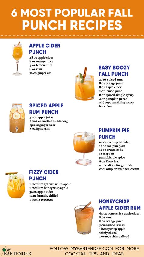 Fall Punch Recipes Fall Alcoholic Punch For A Party, Spiked Apple Cider Punch Halloween Party, Halloween Apple Cider Punch, Fall Mix Drinks Alcoholic, Fall Time Alcoholic Drinks, Drinks To Make With Apple Cider, Apple Cider Boozy Drinks, Simple Fall Mixed Drinks, Fall Alchol Punch