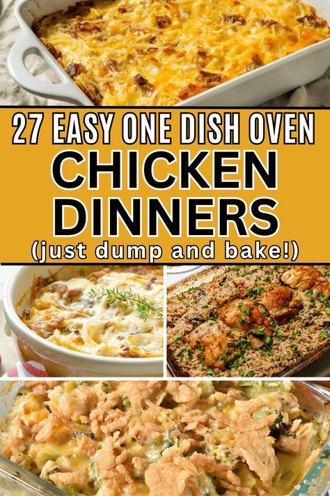 Dump And Bake Chicken Dinner, Dump And Bake Chicken, Easy Oven Dinners, Baked Chicken Casserole, Dump And Bake, Quick Chicken Dinner, Easy Chicken Casserole Recipes, Baked Dinner Recipes, Baked Chicken Recipes Easy