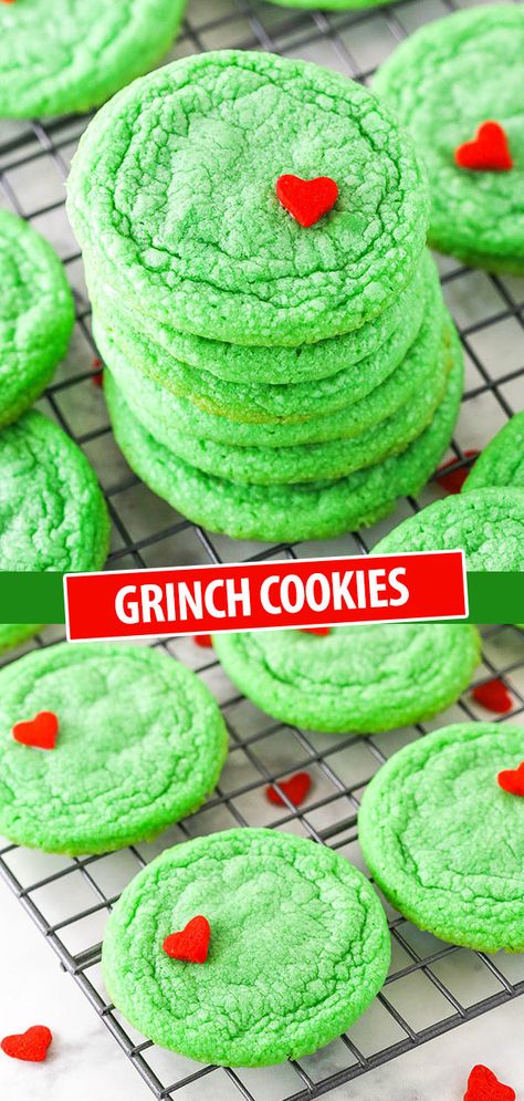 Grinch Cookies, Chocolate Chip Shortbread Cookies, Toffee Cookies, Grinch Party, The Grinch Stole Christmas, Chewy Sugar Cookies, Oreo Pops, Easy Sugar Cookies, Cookie Pops