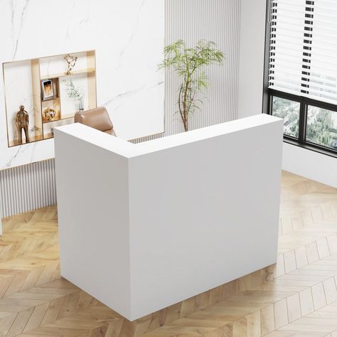 Working Reception Desk L Shaped Front Counter Reception Table Counter - Bed Bath & Beyond - 37185957 Store Checkout Counter, Laminate Reception Desk, White Reception Desk, Wood Reception, Small Reception Desk, Wood Reception Desk, Office Reception Area, Reception Desk Counter, Modern Reception Desk